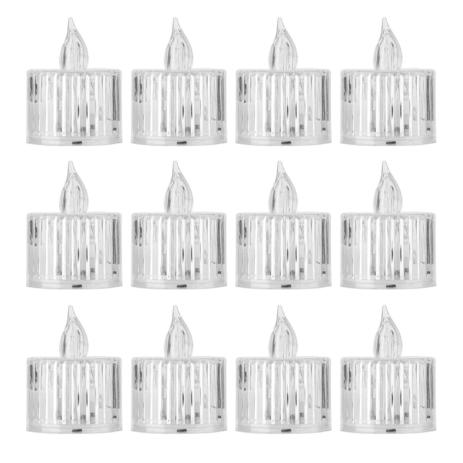 12 Pcs Flameless and Smokeless Decorative Acrylic Candles Transparent Led Tea Light Candle for Gifting, House, Diwali, Christmas, Festival, Events Decor Candles 12 Pcs Flameless and Smokeless Decorative Acrylic Candles Transparent Led Tea Light Candle for Gifting, House, Diwali, Christmas, Festival, Events Decor Candles
